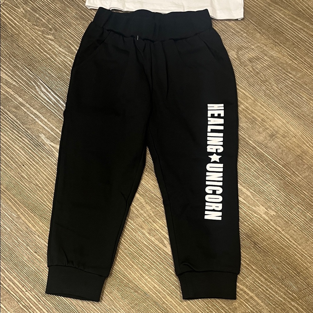Kids Girls 2 Piece Outfits Short Sleeve Top T-shirt and Sweatpants Set size 3-4Y - Picture 3 of 6